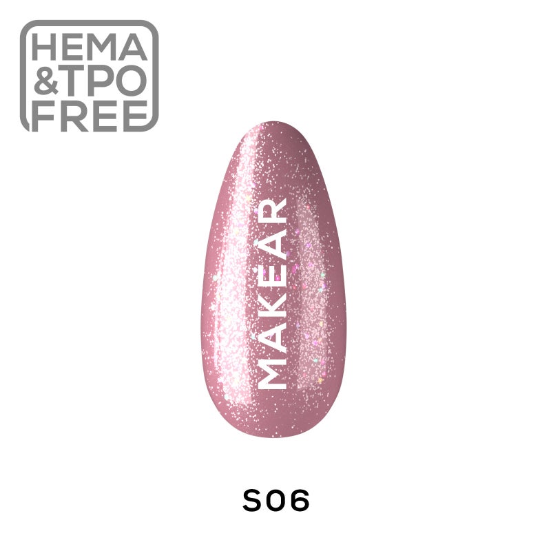 Pinkki glitter geelilakka.
