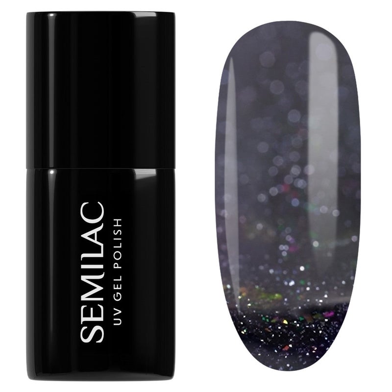 Tummapohjainen glitter geelilakka.